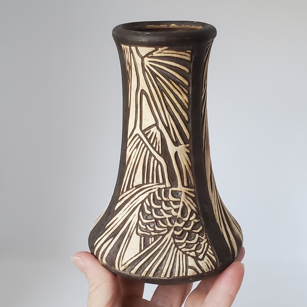 Weller Claywood Pinecone Vase Vintage Antique From The Early 1900's EUC